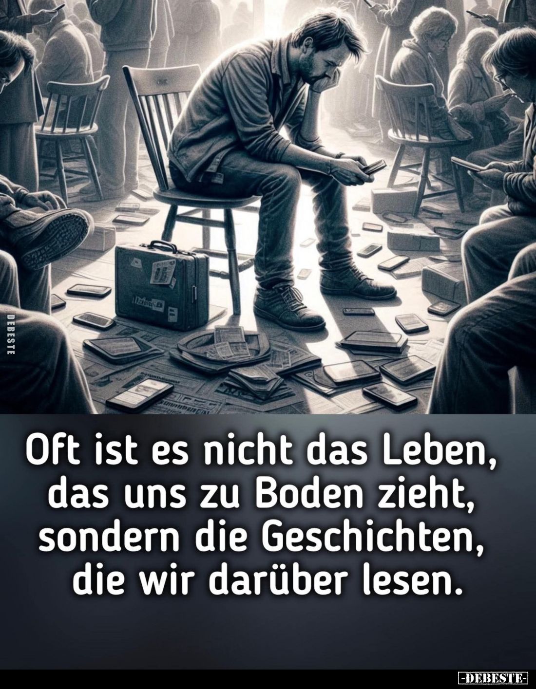 Oft ist es nicht das Leben, das uns zu Boden zieht, sondern die Geschichten, die wir darüber lesen.