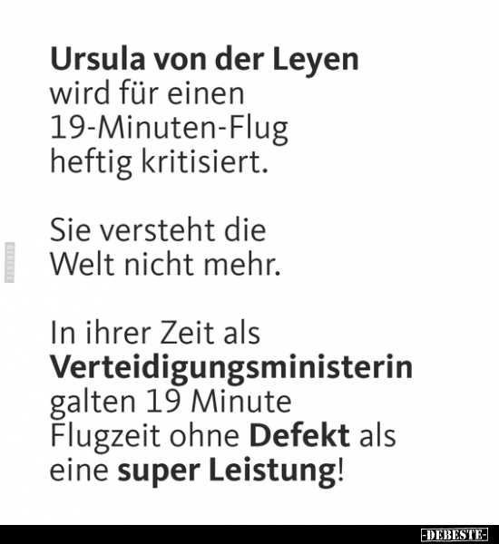 Ursula von der Leyen wird für einen 19-Minuten-Flug.. - Lustige Bilder | DEBESTE.de