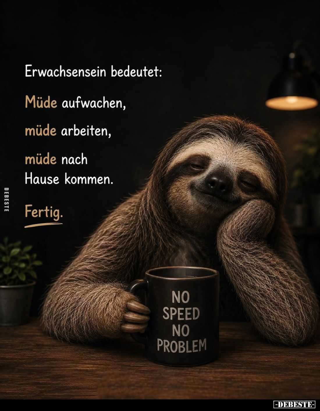 Erwachsensein bedeutet:
Müde aufwachen,
müde arbeiten,
müde nach
Hause kommen.
Fertig.