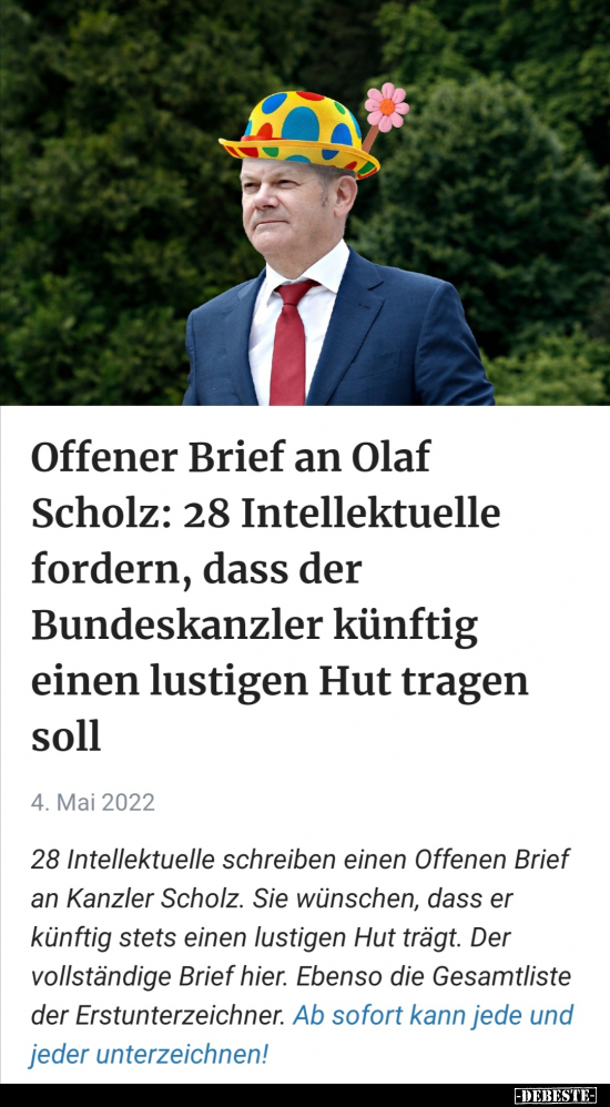 Offener Brief an Olaf Scholz: 28 Intellektuelle fordern.. - Lustige Bilder | DEBESTE.de