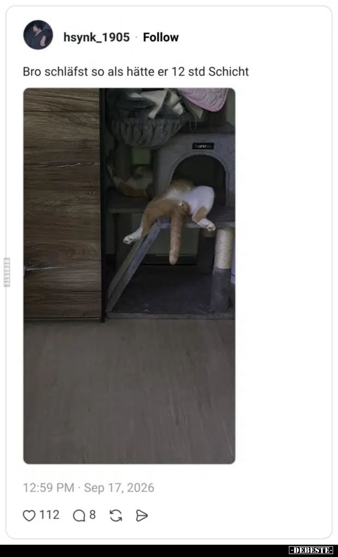 Bro schläfst so als hätte er 12 std Schicht