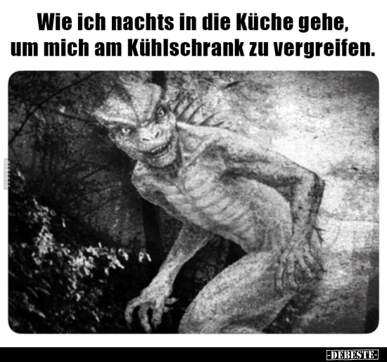 Wie ich nachts in die Küche gehe, um mich am Kühlschrank zu..