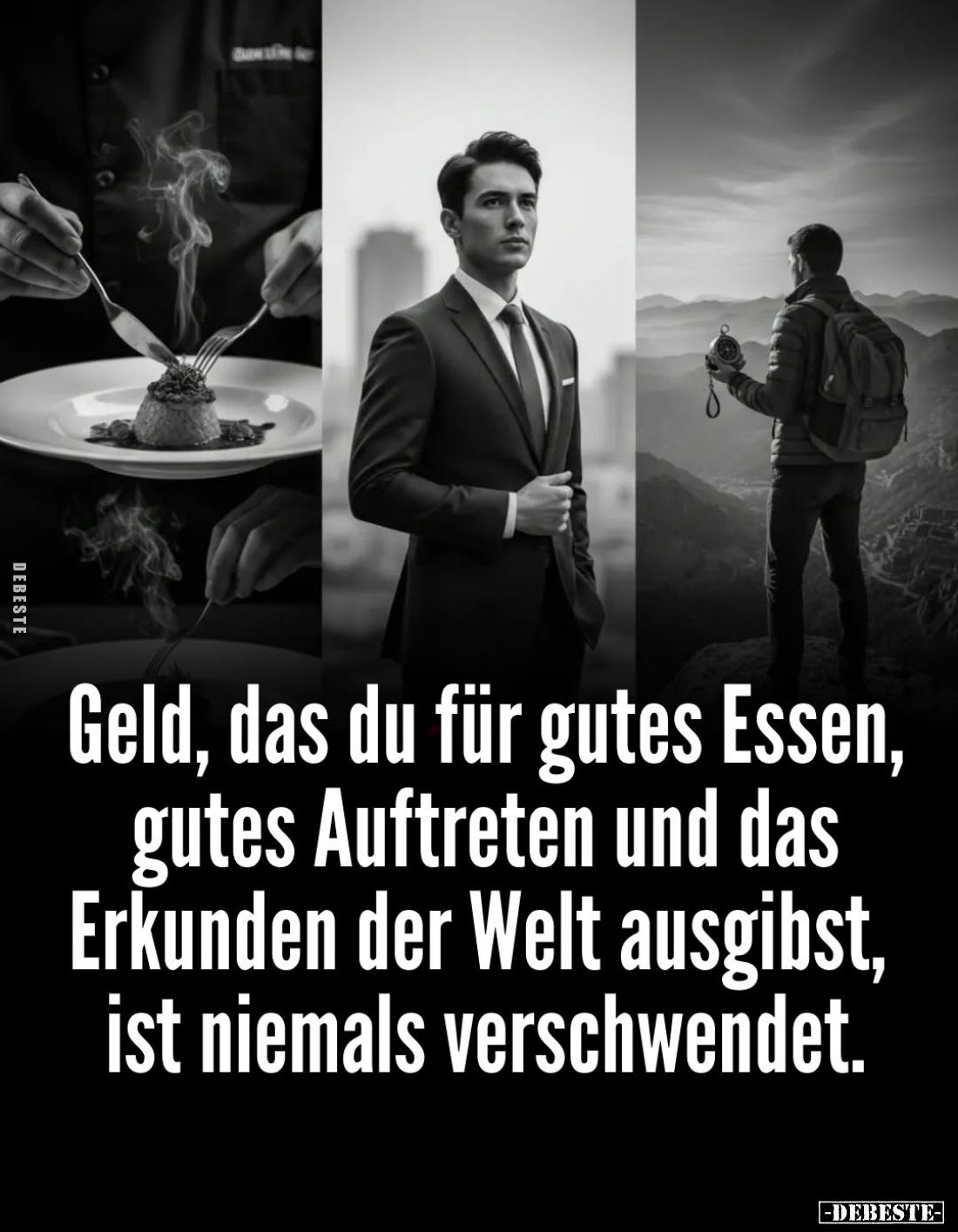 Geld, das du für gutes Essen, gutes Auftreten und das Erkunden der Welt ausgibst, ist niemals verschwendet.