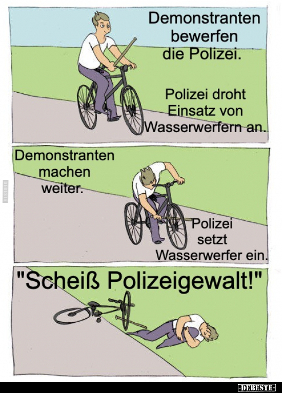 Demonstranten bewerfen die Polizei.. - Lustige Bilder | DEBESTE.de