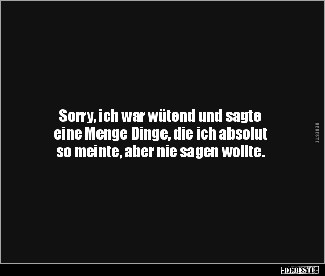 Sorry, ich war wütend und sagte eine Menge Dinge, die ich.. - Lustige Bilder | DEBESTE.de