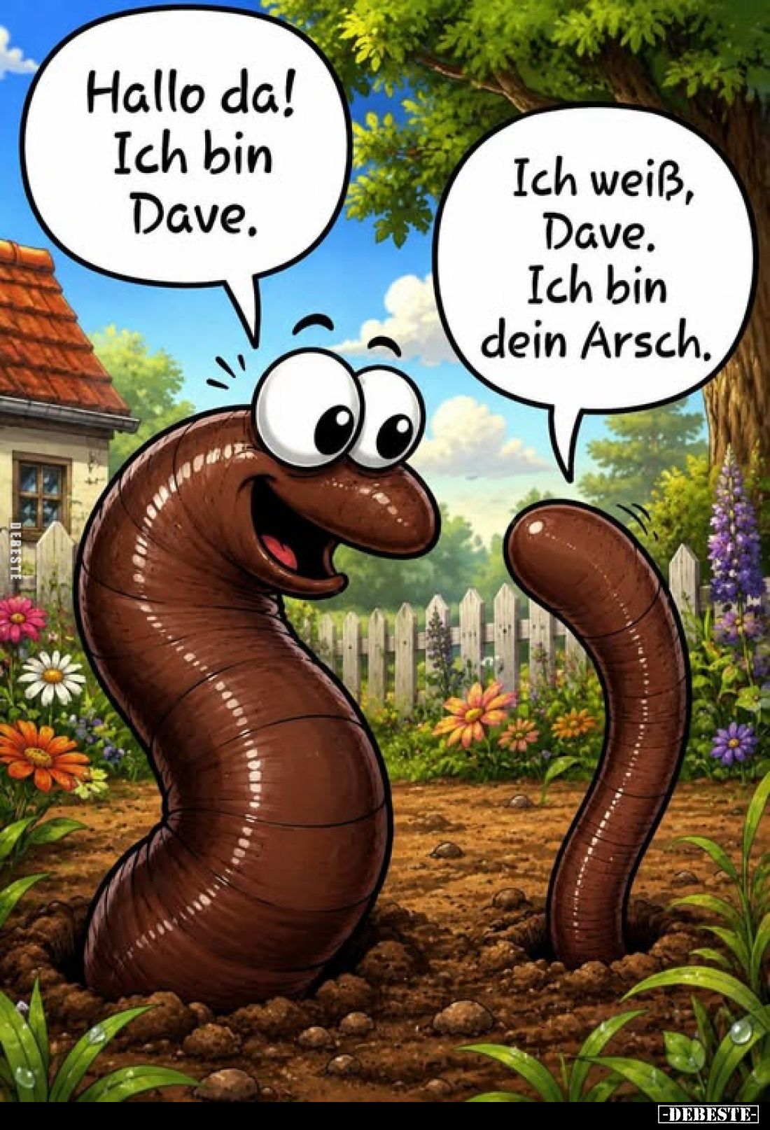 Hallo da! Ich bin Dave. -
Ich weiß, Dave. Ich bin dein Arsch.