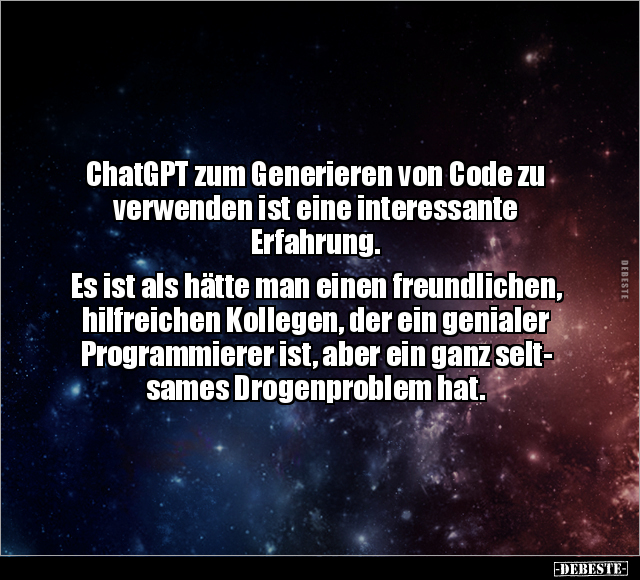ChatGPT zum Generieren von Code zu verwenden.. - Lustige Bilder | DEBESTE.de