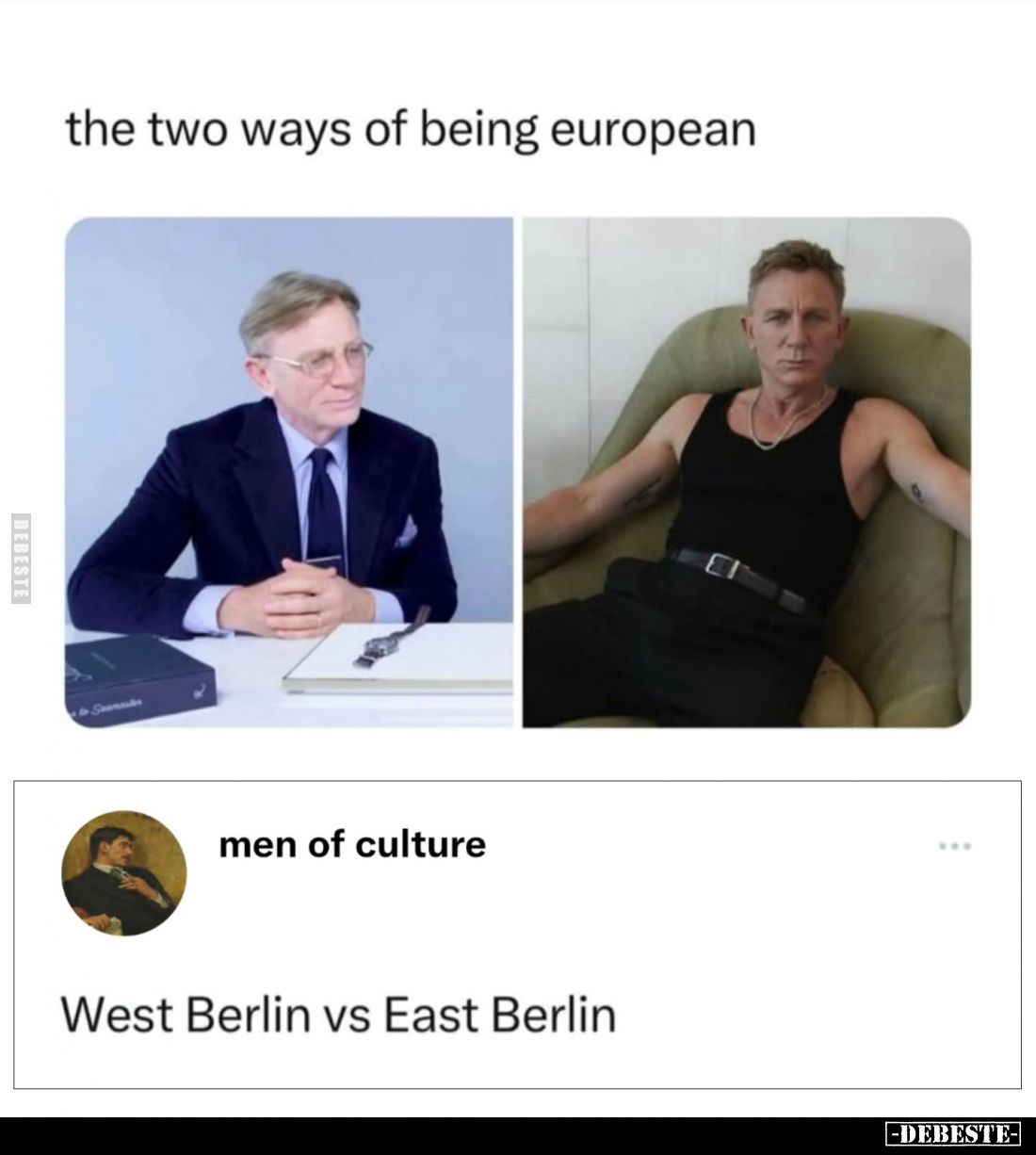The two ways of being European. - West Berlin vs East Berlin.