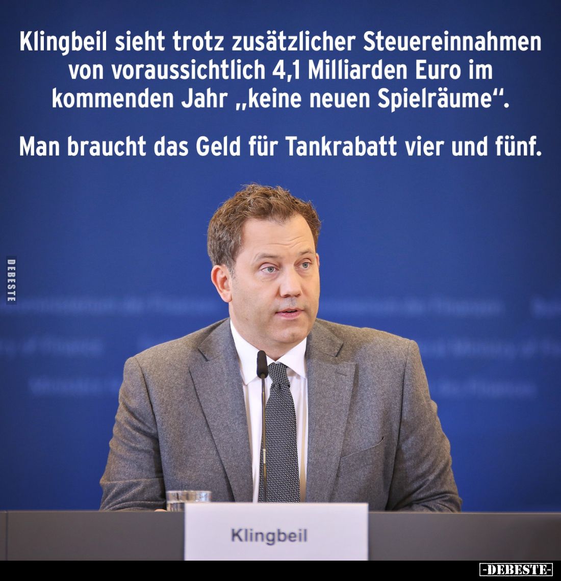 Klingbeil sieht trotz zusätzlicher Steuereinnahmen von voraussichtlich 4,1 Milliarden Euro im kommenden Jahr "keine neue...