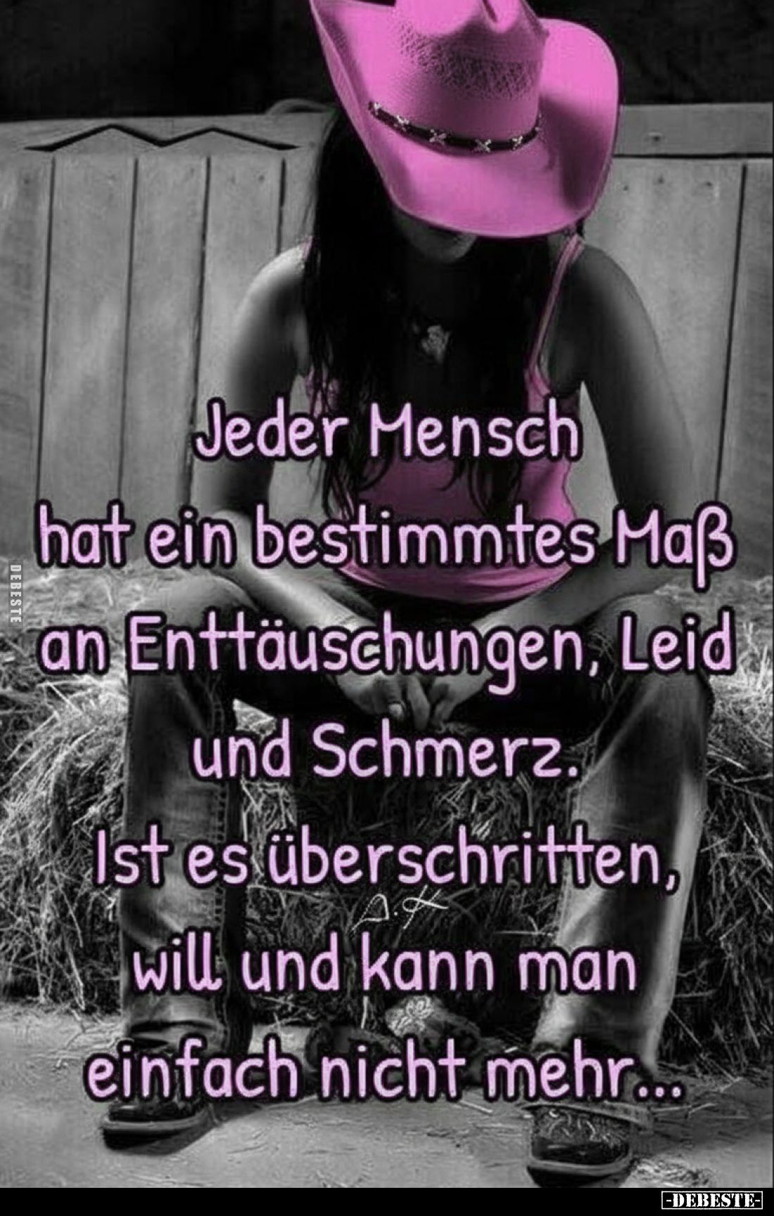 Jeder Mensch hat ein bestimmtes Maß an Enttäuschungen, Leid und Schmerz. Ist es überschritten, will und kann man einfach nich...