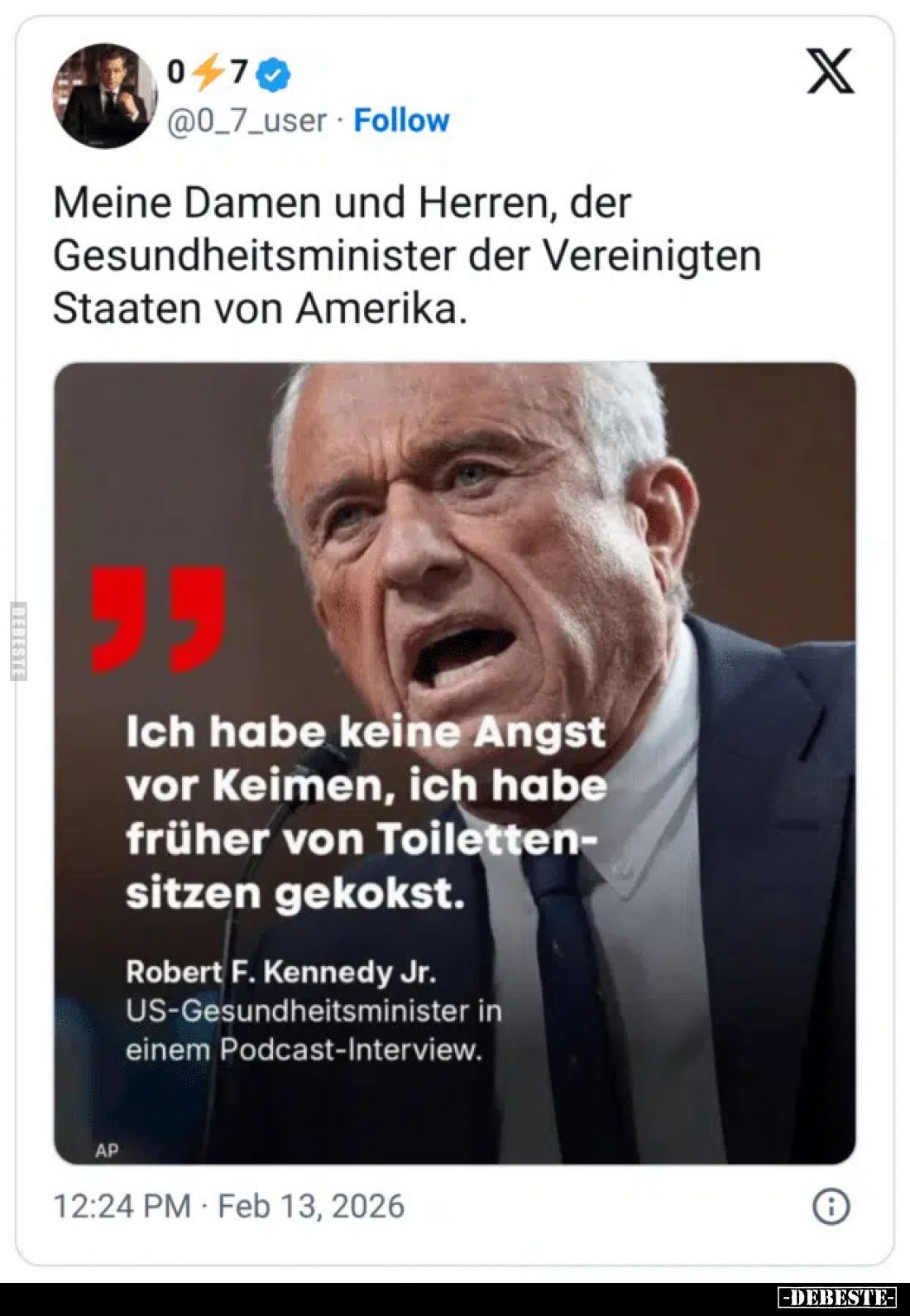 Meine Damen und Herren, der Gesundheitsminister der Vereinigten Staaten von Amerika.