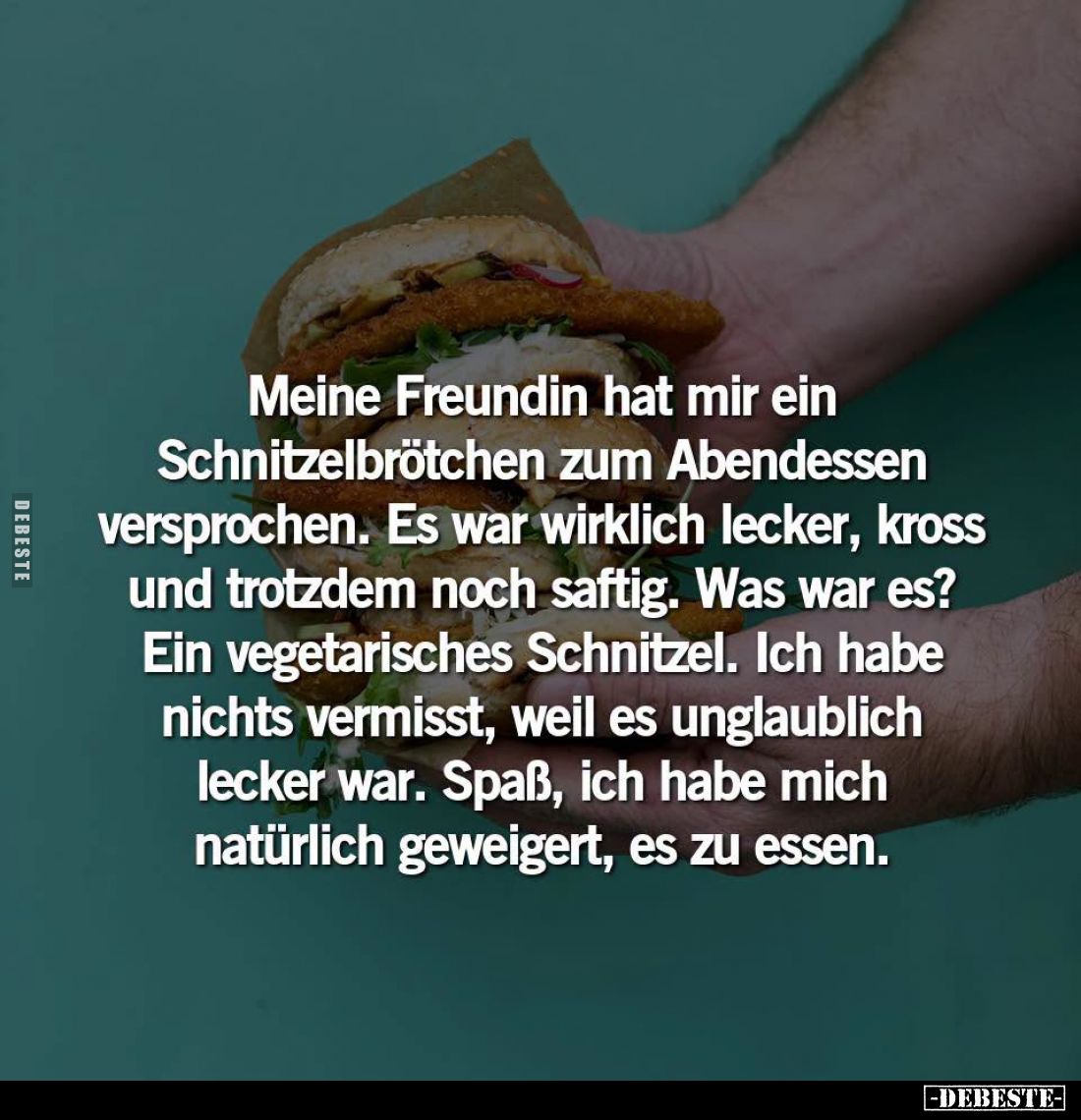Meine Freundin hat mir ein Schnitzelbrötchen zum Abendessen versprochen. Es war wirklich lecker, kross und trotzdem noch saft...