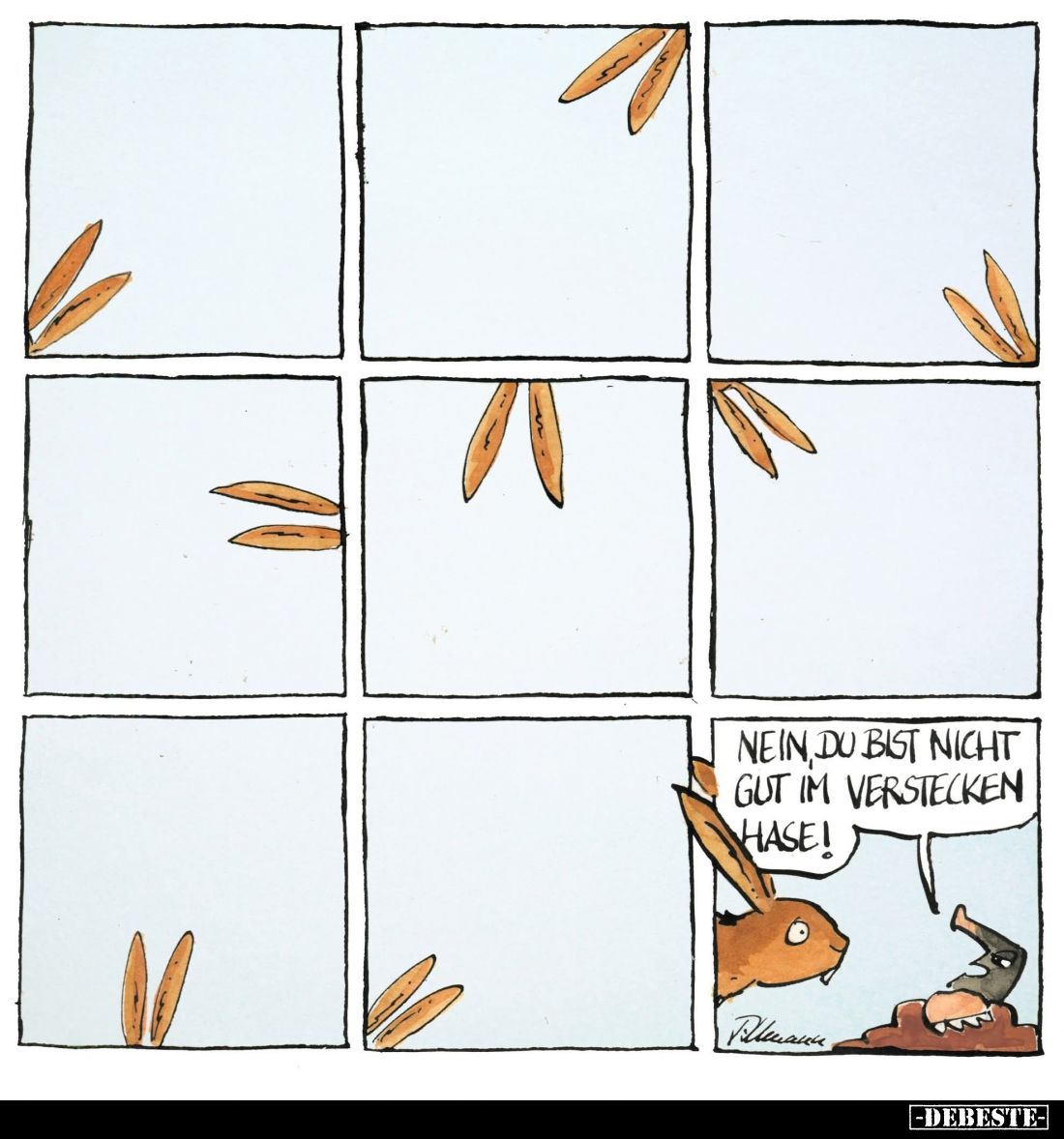 Nein, du bist nicht gut im Verstecken Hase!