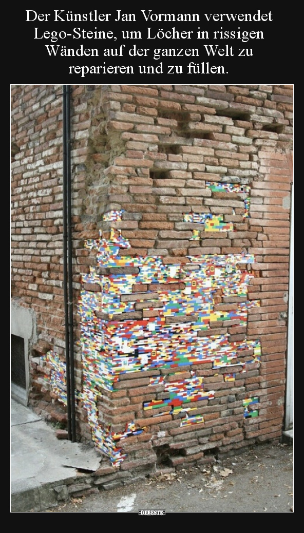 Der Künstler Jan Vormann verwendet Lego-Steine, um Löcher.. - Lustige Bilder | DEBESTE.de