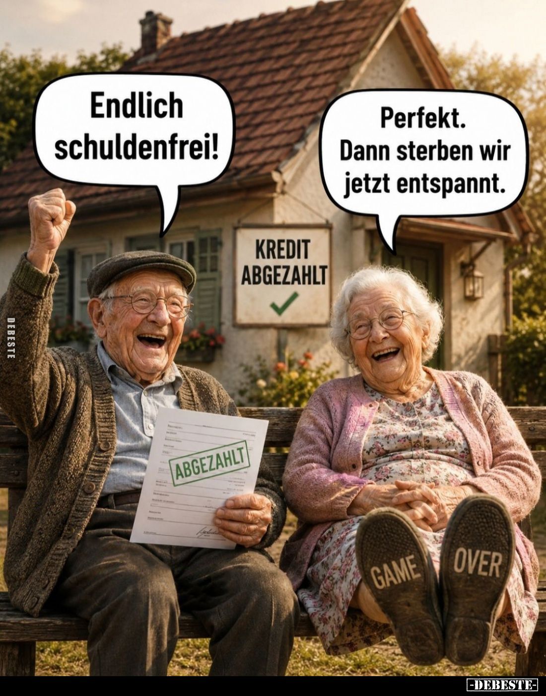 Endlich schuldenfrei! -
Perfekt. Dann sterben wir jetzt entspannt.