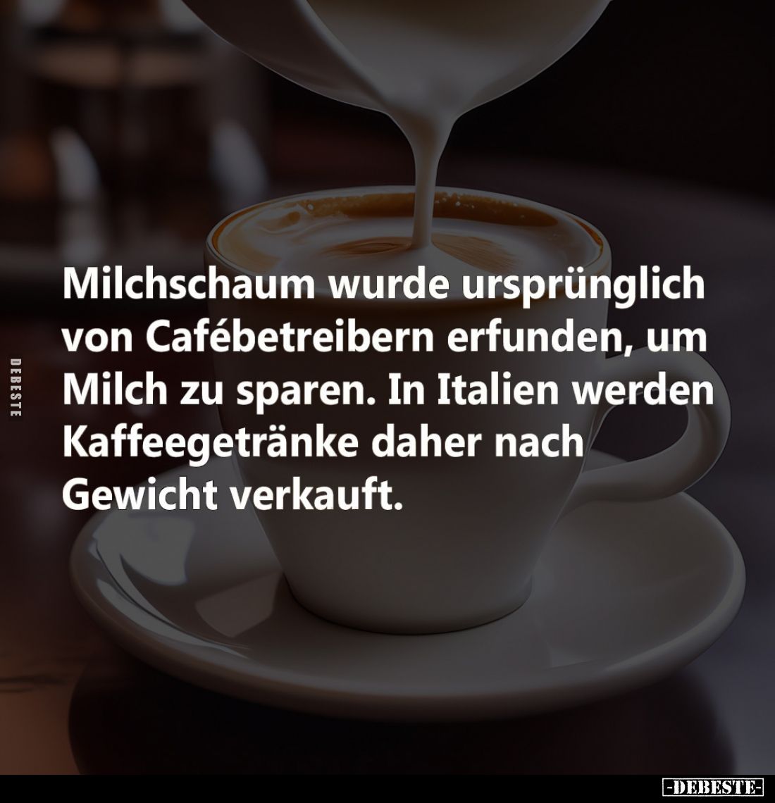 Milchschaum wurde ursprünglich von Cafébetreibern erfunden, um Milch zu sparen. In Italien werden Kaffeegetränke daher nach G...