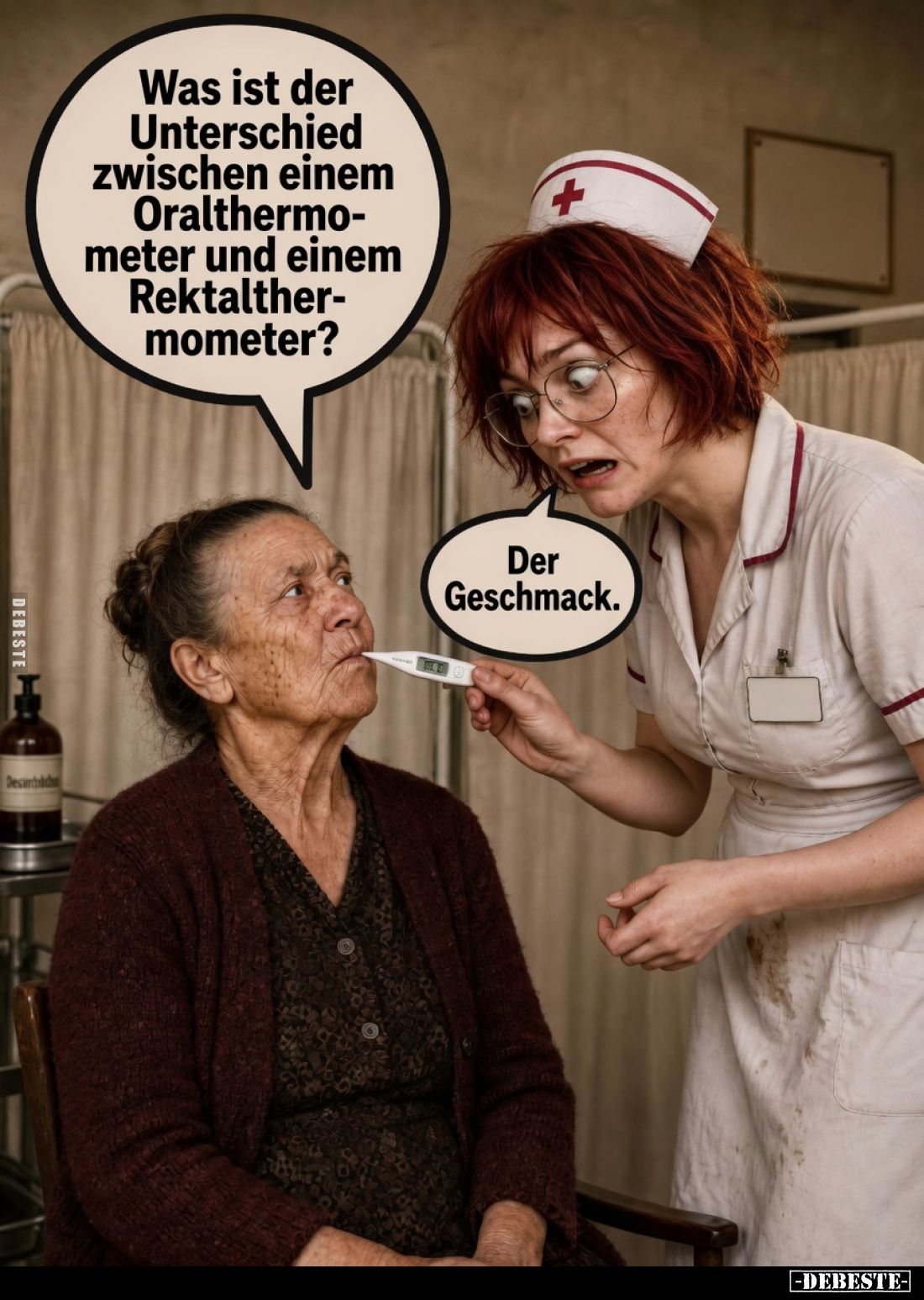 Was ist der Unterschied zwischen einem Oralthermometer und einem Rektalthermometer?
Der Geschmack.