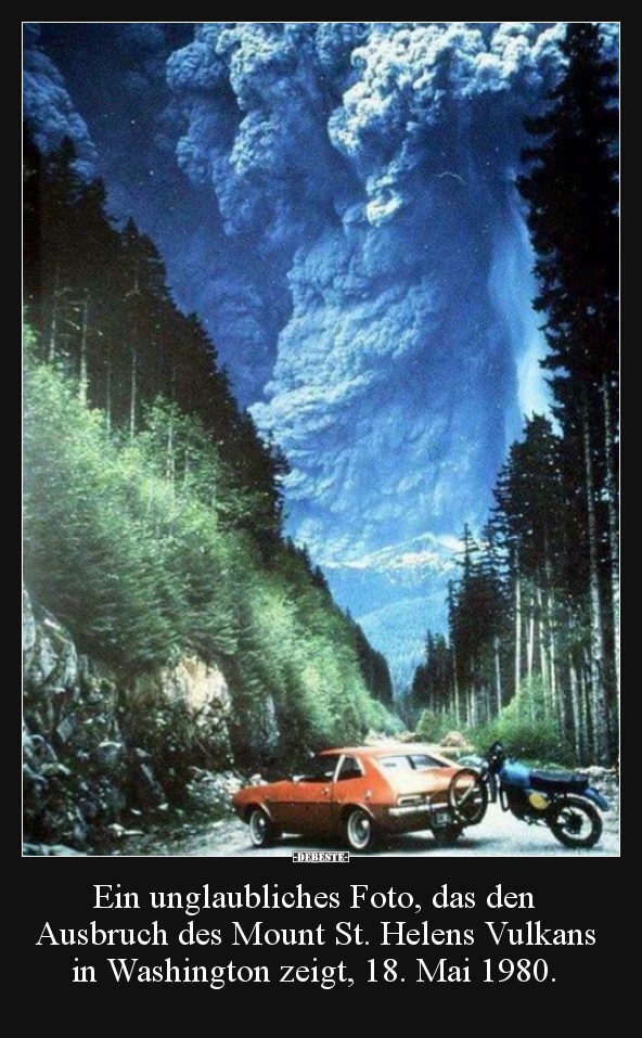 Ein unglaubliches Foto, das den Ausbruch des Mount..