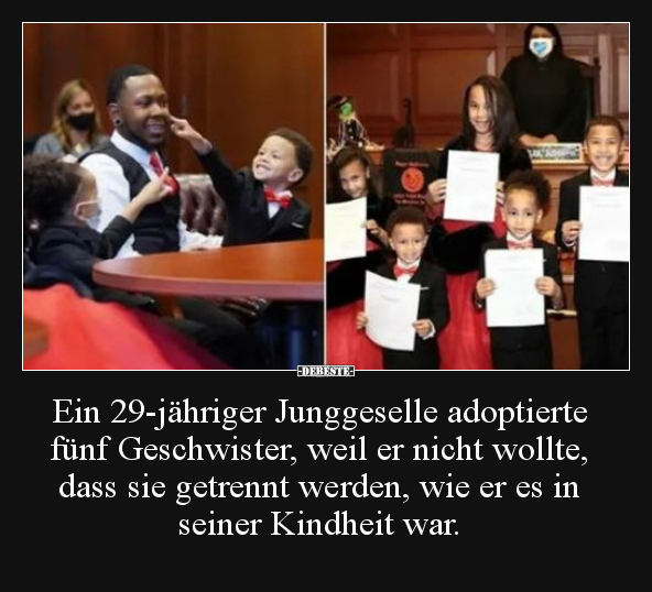 Ein 29-jähriger Junggeselle adoptierte fünf Geschwister.. - Lustige Bilder | DEBESTE.de
