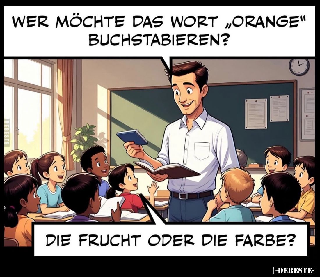Wer möchte das Wort "Orange" buchstabieren? -
Die Frucht oder die Farbe?