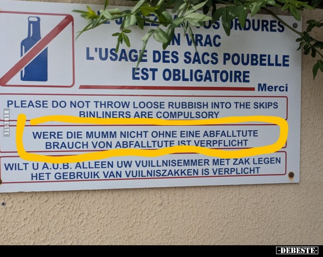 Were die Mumm nicht ohne eine Abfalltute brauch von Abfalltute ist verpflicht.