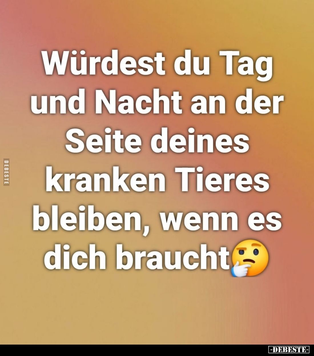 Würdest du Tag und Nacht an der Seite deines kranken Tieres bleiben, wenn es dich braucht