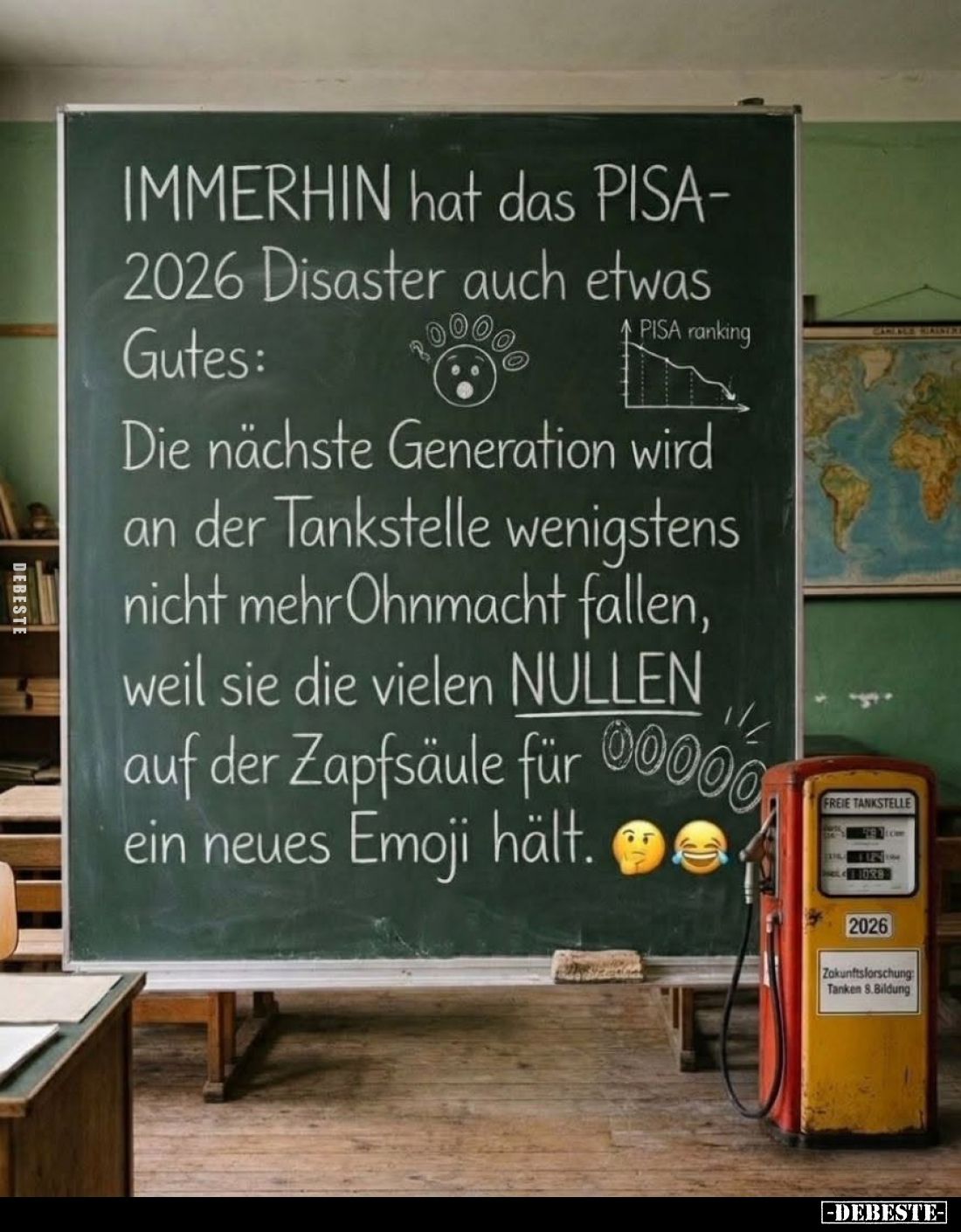 IMMERHIN hat das PISA-2026 Disaster auch etwas Gutes:
-
Die nächste Generation wird an der Tankstelle wenigstens nicht mehr...