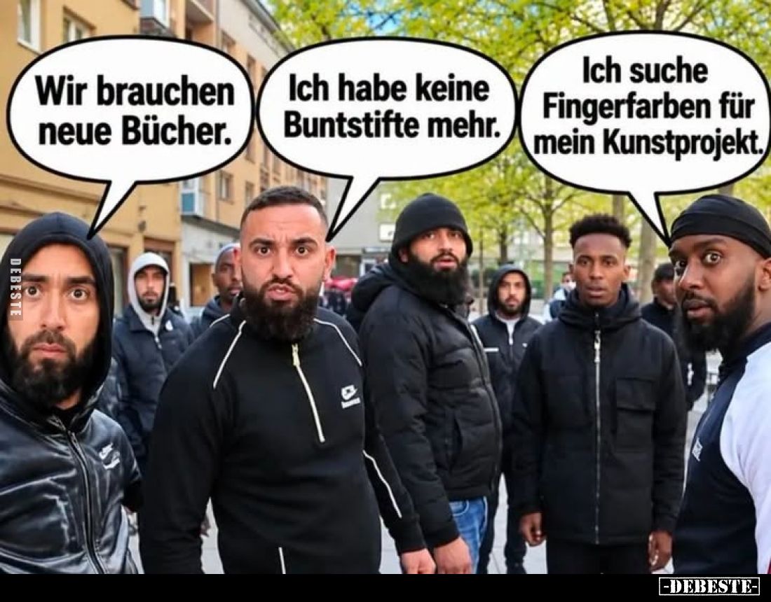 Wir brauchen neue Bücher. -
Ich habe keine Buntstifte mehr. -
Ich suche Fingerfarben für mein Kunstprojekt.