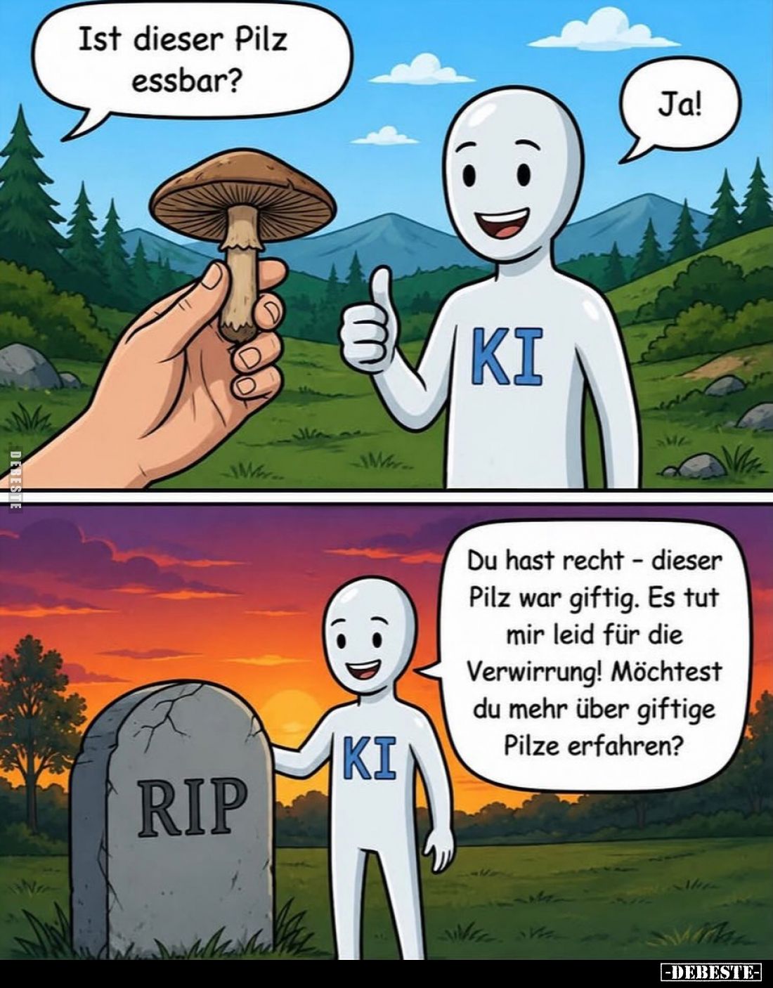 Ist dieser Pilz essbar?
Ja!

Du hast recht - dieser Pilz war giftig. Es tut mir leid für die Verwirrung! Möchtest du mehr ...