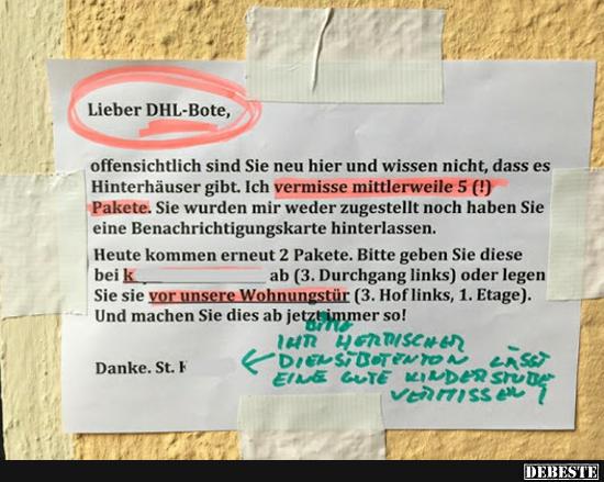 Diese Arroganz, das ging auch netter, mein ♡ ist für den DHL-BOTE.. - Lustige Bilder | DEBESTE.de