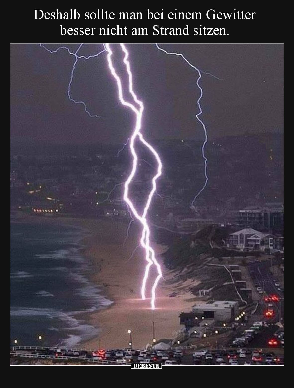 Deshalb sollte man bei einem Gewitter besser nicht am Strand sitzen.