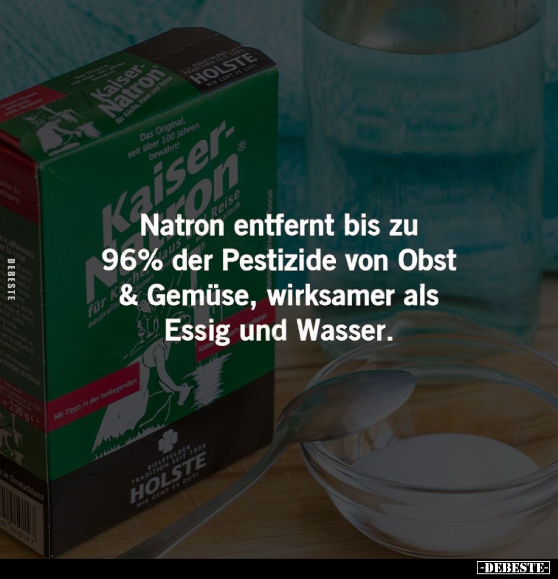 Natron entfernt bis zu 96% der Pestizide von Obst & Gemüse, wirksamer als Essig und Wasser.