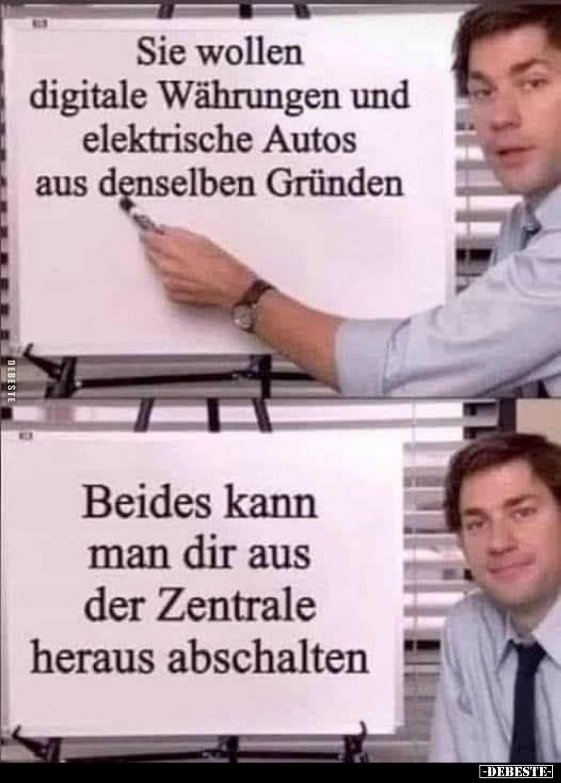 Sie wollen digitale Währungen und elektrische Autos aus denselben Gründen
-
Beides kann man dir aus der Zentrale heraus abs...