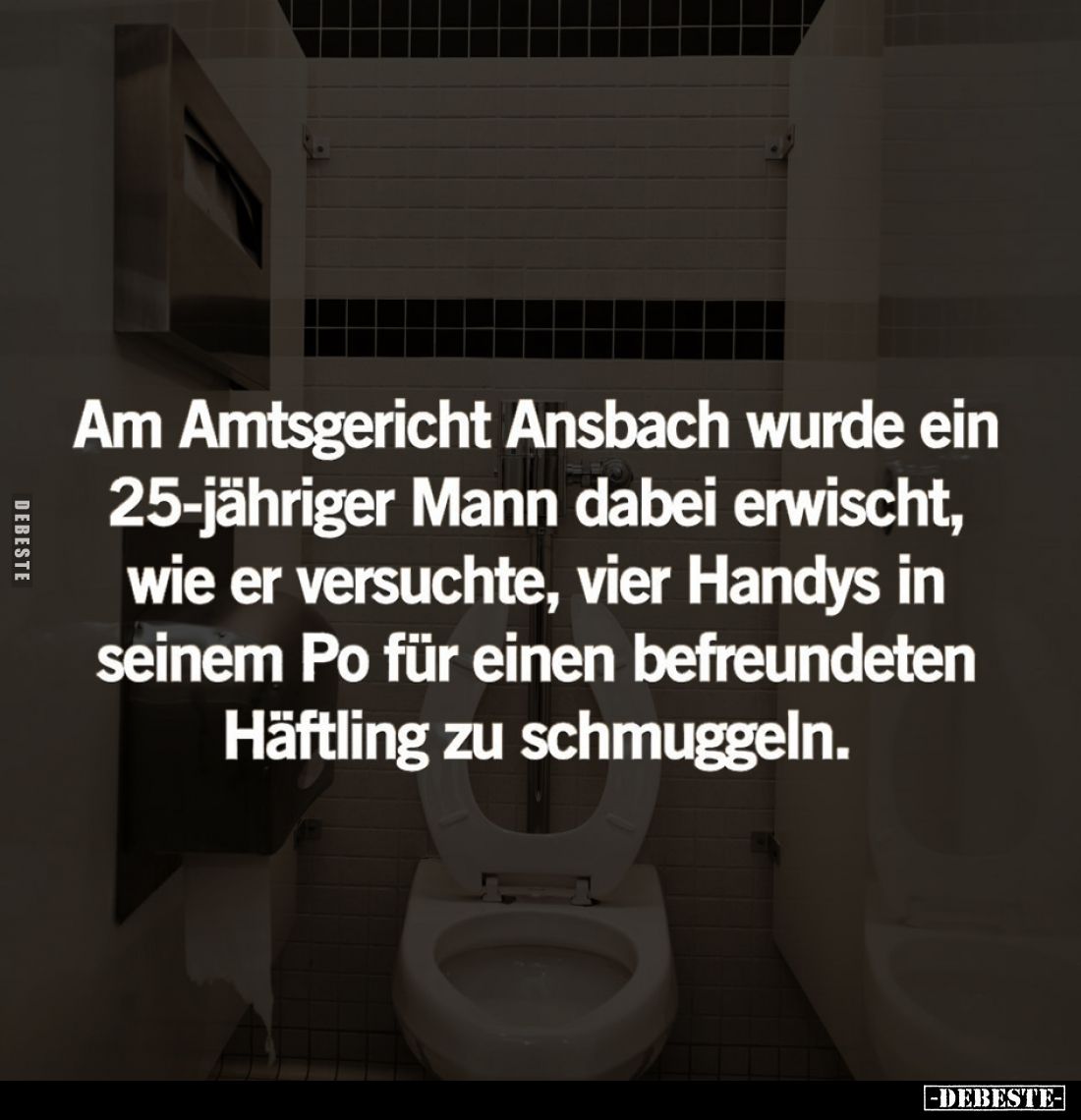 Am Amtsgericht Ansbach wurde ein 25-jähriger Mann dabei erwischt, wie er versuchte, vier Handys in seinem Po für einen befreu...
