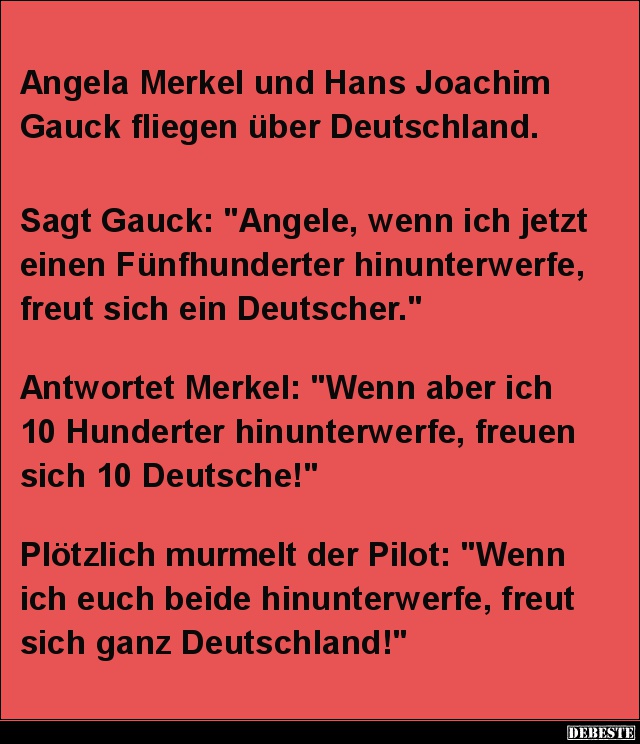 Angela Merkel und Hans Joachim Gauck fliegen über Deutschland.. - Lustige Bilder | DEBESTE.de