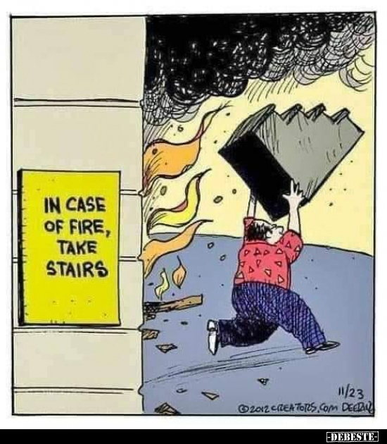 In case of fire, take stairs