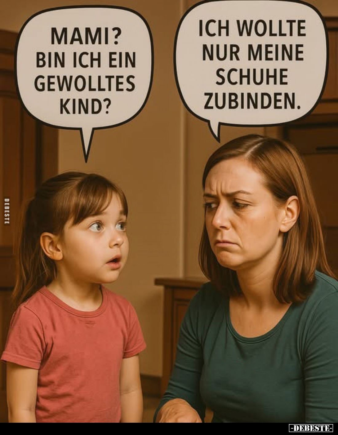 Mami? Bin ich ein gewolltes Kind? -
Ich wollte nur meine Schuhe zubinden.