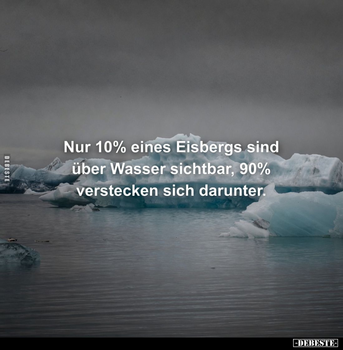 Nur 10% eines Eisbergs sind über Wasser sichtbar, 90% verstecken sich darunter.