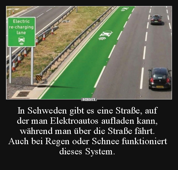 In Schweden gibt es eine Straße, auf der man Elektroautos.. - Lustige Bilder | DEBESTE.de