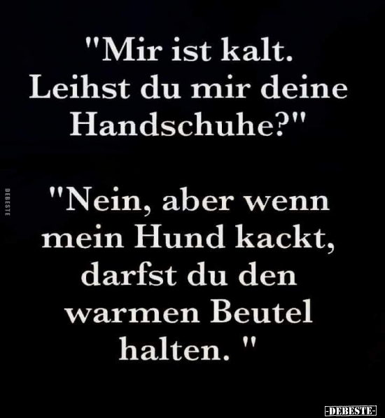 "Mir ist kalt. Leihst du mir deine Handschuhe?".. - Lustige Bilder | DEBESTE.de