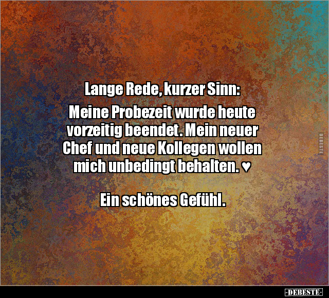 Lange Rede, kurzer Sinn: Meine Probezeit wurde heute.. - Lustige Bilder | DEBESTE.de