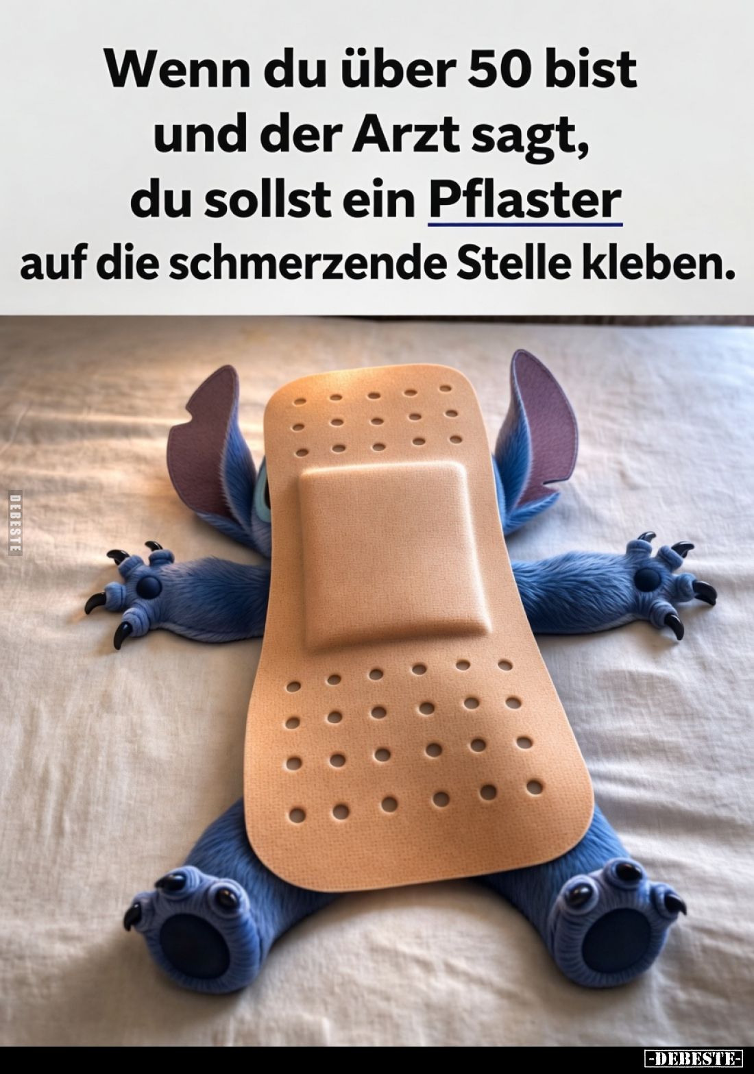 Wenn du über 50 bist und der Arzt sagt, du sollst ein Pflaster auf die schmerzende Stelle kleben.