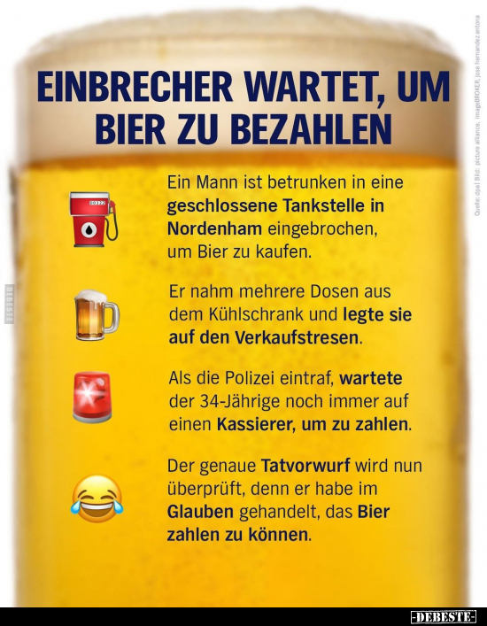 Einbrecher wartet, um Bier zu bezahlen.. - Lustige Bilder | DEBESTE.de