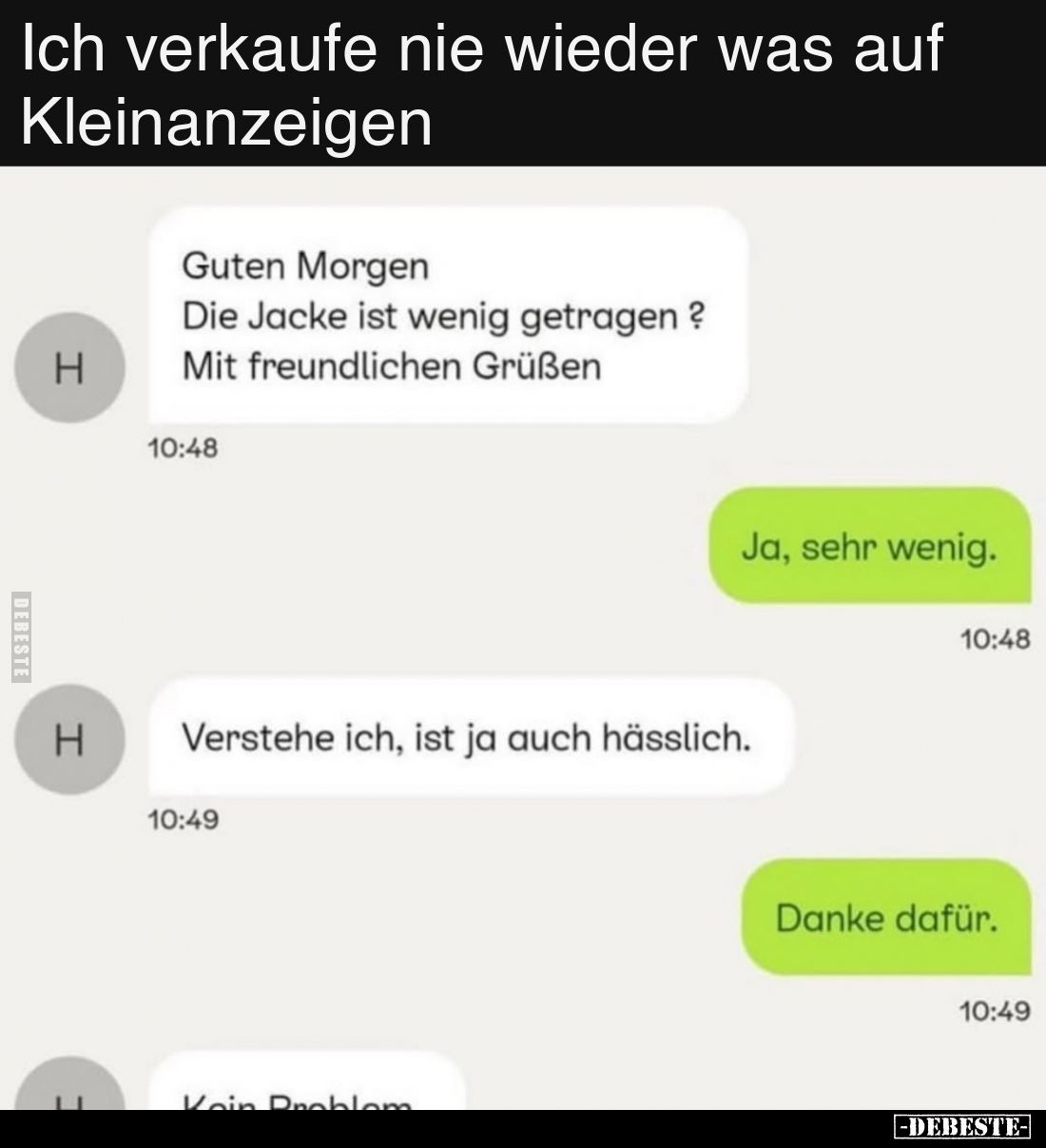 Ich verkaufe nie wieder was auf Kleinanzeigen.