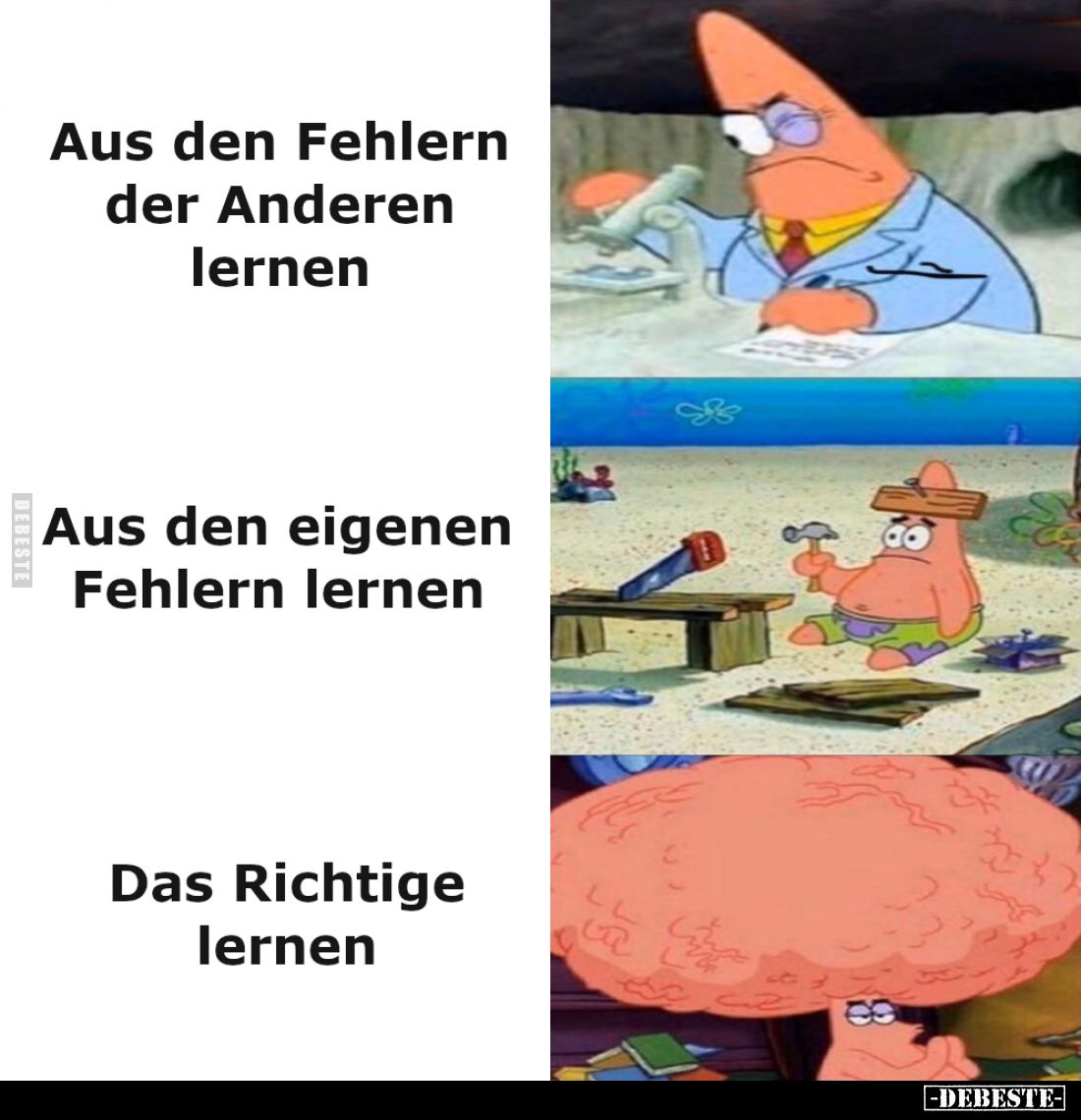 Aus den Fehlern der Anderen lernen
 - 
Aus den eigenen Fehlern lernen
 - 
Das Richtige lernen