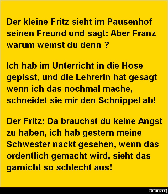 Der kleine Fritz sieht im Pausenhof seinen Freund.. - Lustige Bilder | DEBESTE.de