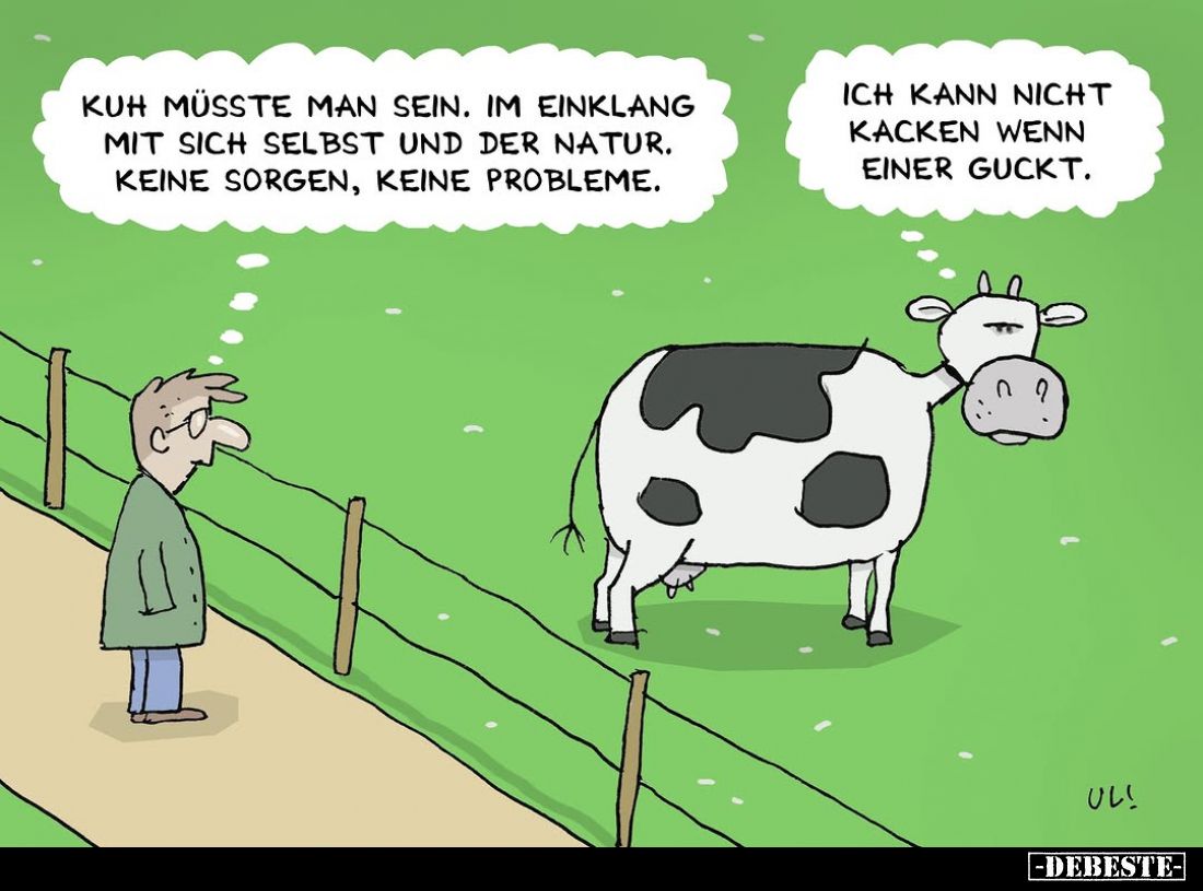 Kuh müsste man sein. Im Einklang mit sich selbst und der Natur. Keine Sorgen, keine Probleme. -
Ich kann nicht kacken wenn e...