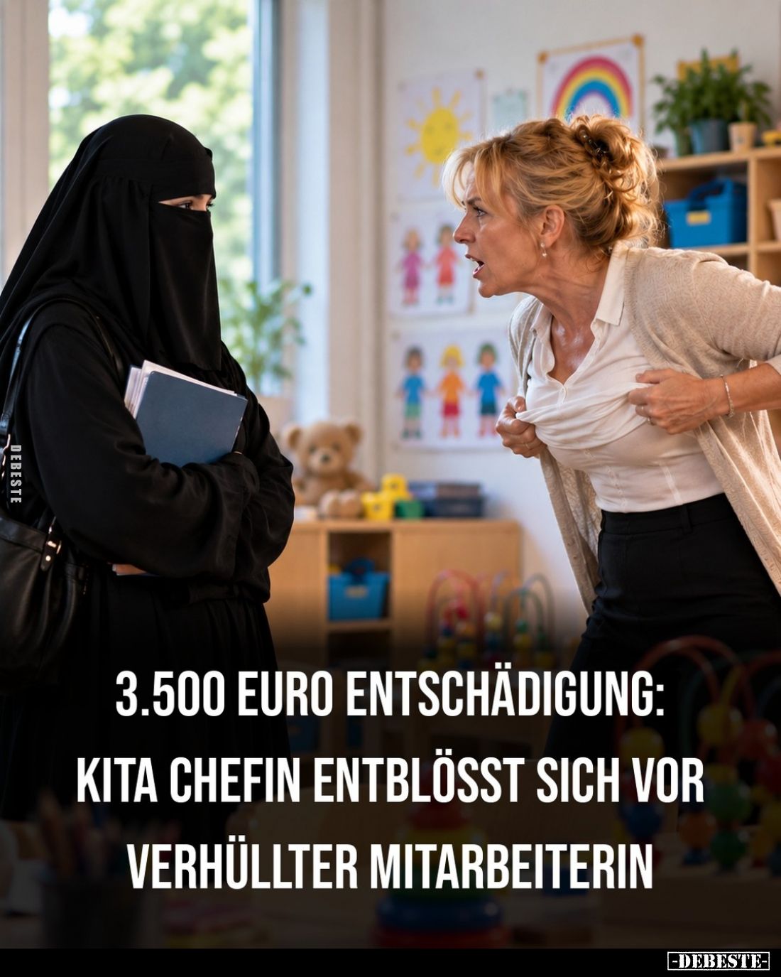 3.500 Euro Entschädigung: Kita Chefin entblösst sich vor verhüllter mitarbeiterin