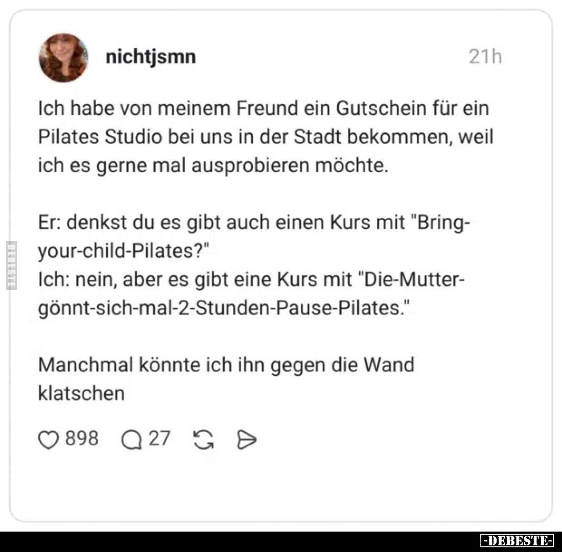 Ich habe von meinem Freund ein Gutschein für ein Pilates Studio bei uns in der Stadt bekommen, weil ich es gerne mal ausprobi...