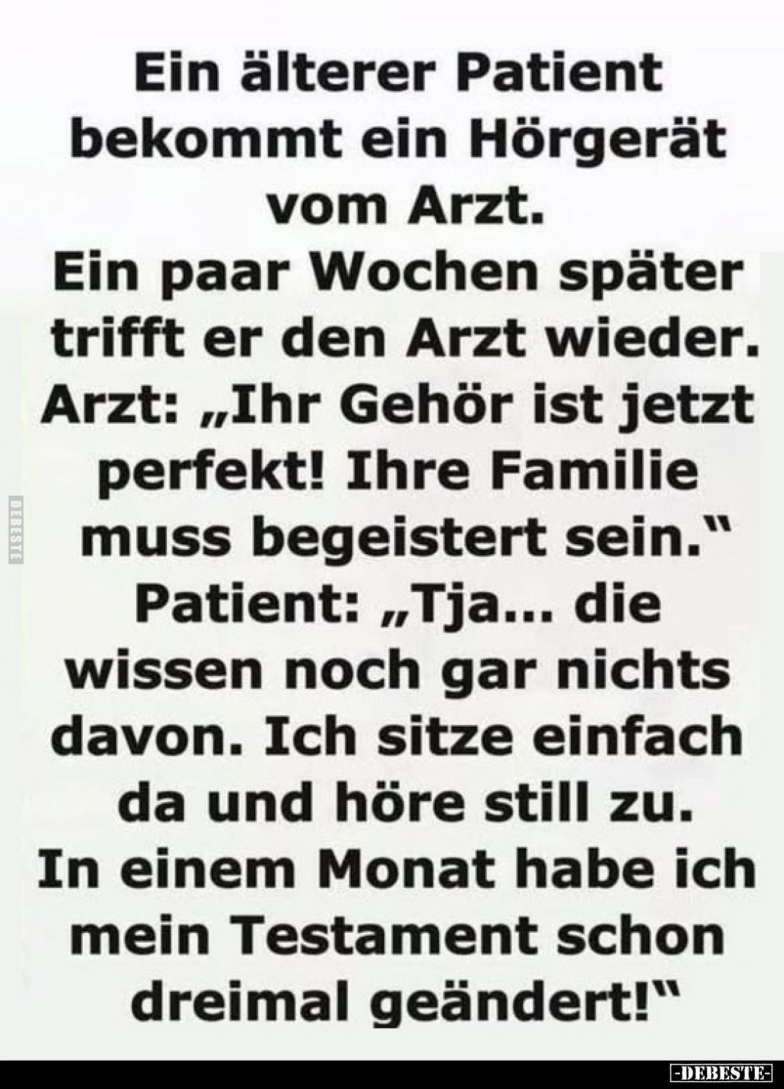 Ein älterer Patient bekommt ein Hörgerät vom Arzt. Ein paar.. - Lustige Bilder | DEBESTE.de
